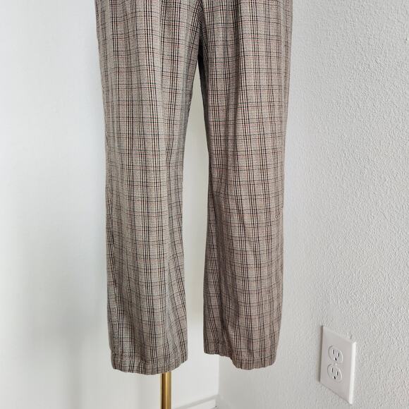 Vintage Cabin Creek Plaid Tan Red High Rise Trousers Straight Leg Stretchy Pants - Picture 3 of 8